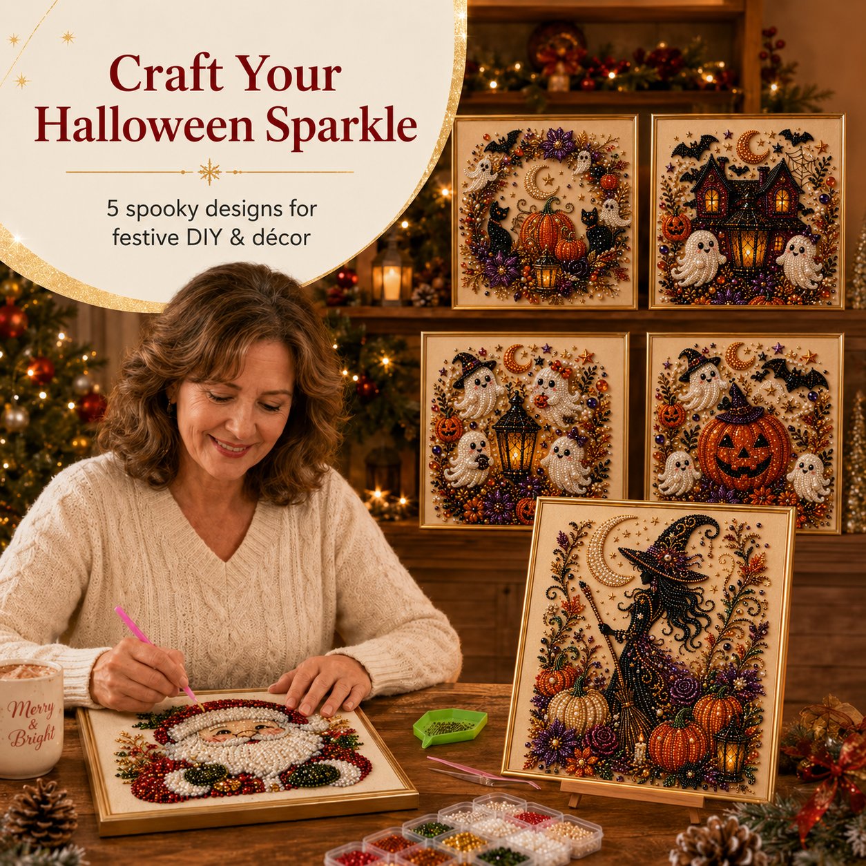 🔥 Last Day 49% OFF – 👻✨ Halloween Pearl Art DIY Kit – Turn Tiny Pearls into Spooky-Cute Magic (📦Buy 2 Free Shipping)